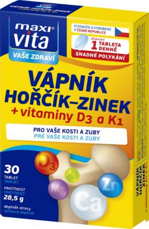 MAXIVITA vápník - zinek - horčík + vitaminy D3 a K1