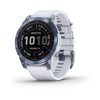 GARMIN FENIX 7 PRO Sapphire Solar Titan Blue/ White Silicone Band 