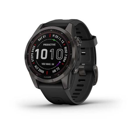 GARMIN FENIX 7S Sapphire Solar Titan Carbon Gray/Black Silicone Band