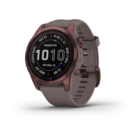 GARMIN FENIX 7S Sapphire Solar Titan Dark Bronze/Gray Silicone Band 