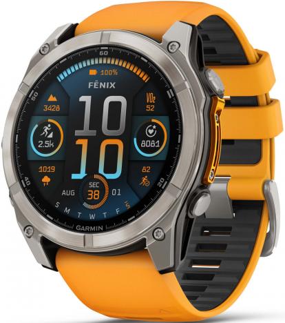 GARMIN FENIX 8 51mm AMOLED Sapphire Titanium / Orange Band 010-02905-11